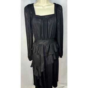 Current Air Metallic Ruffle Dress | Chic Black Gold Party Look S